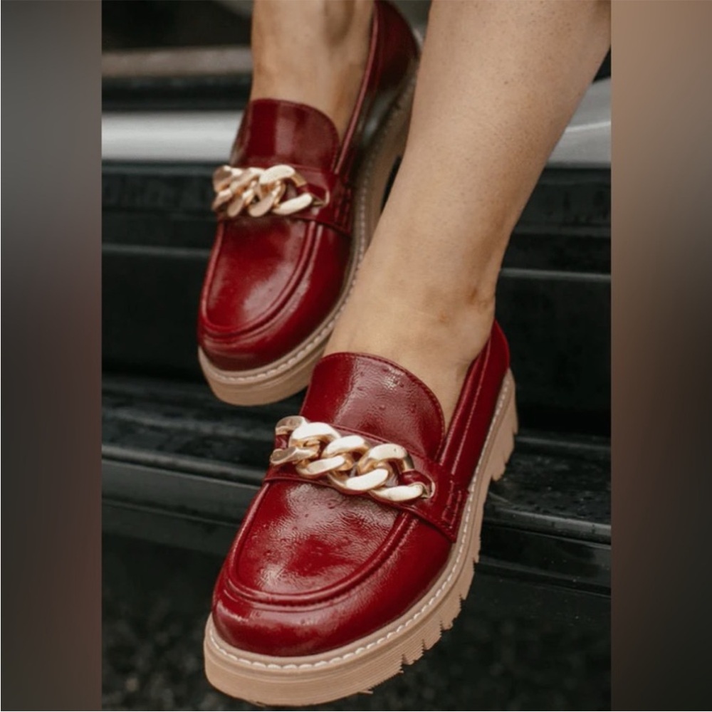 Corkys Patent Faux Leather Red Loafers